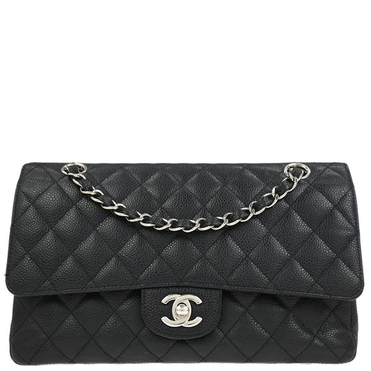 Chanel Black Caviar Medium Classic Double Flap Shoulder Bag