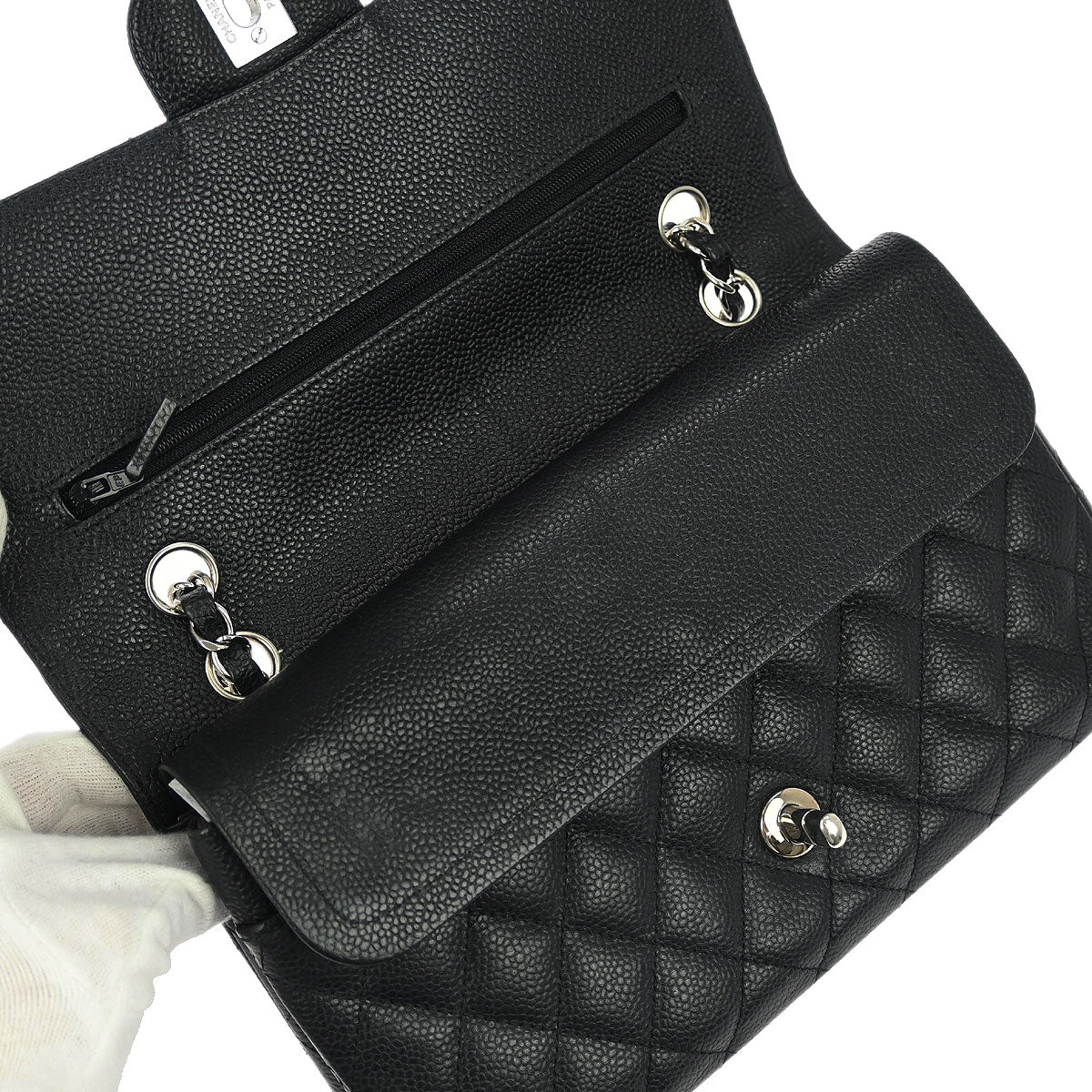Chanel Black Caviar Medium Classic Double Flap Shoulder Bag