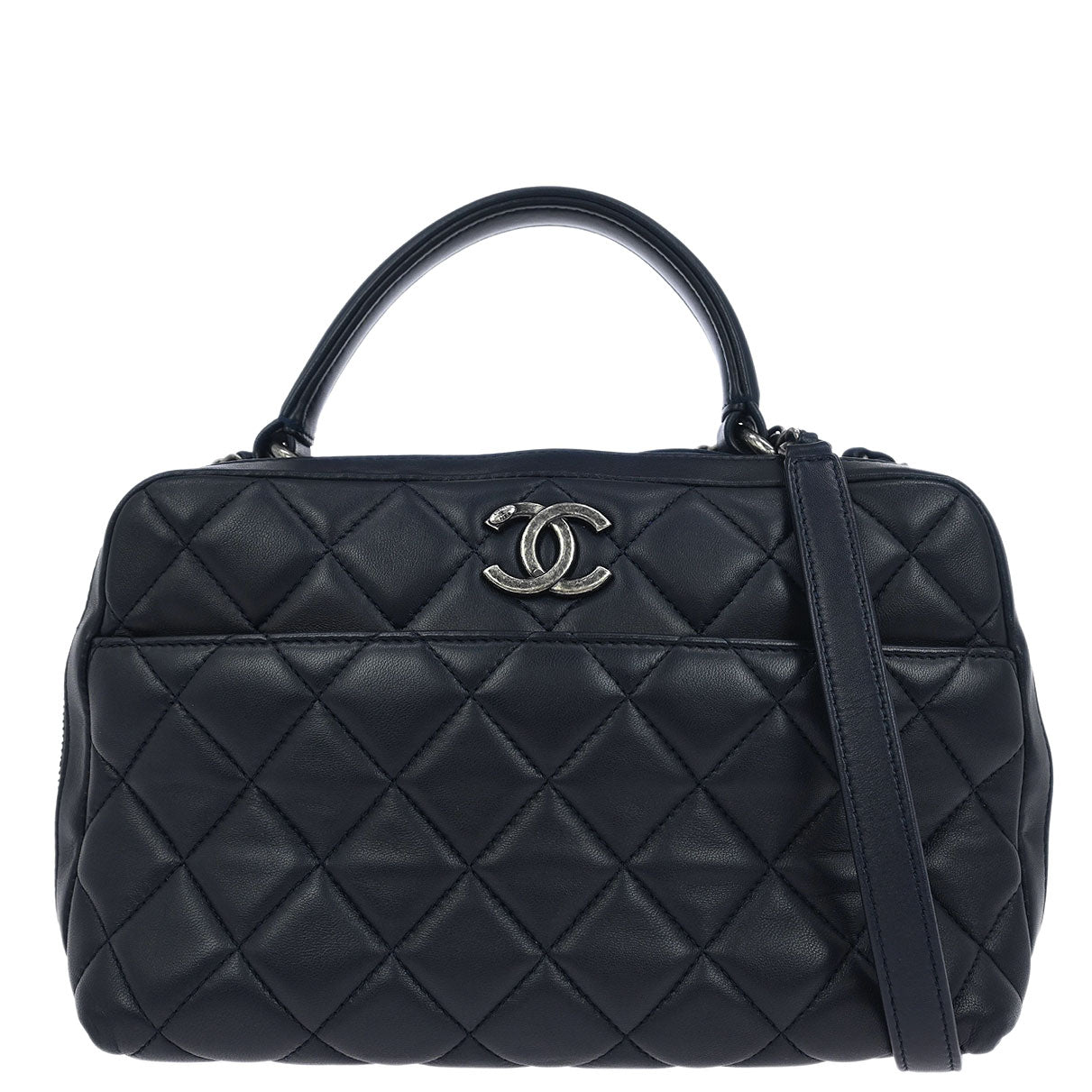Chanel Navy Lambskin Trendy CC Bowling Bag