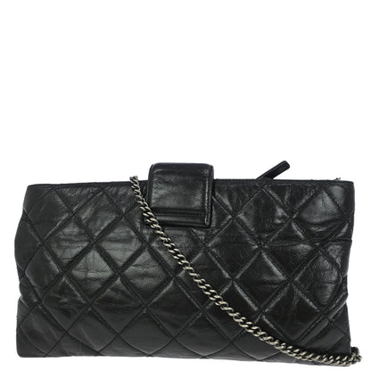 Chanel Black Calfskin Coco Pleats Clutch Crossbody Bag