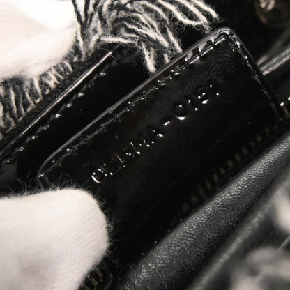 Christian Dior Gray Cotton Medium Lady Dior Cannage 2way Shoulder Handbag