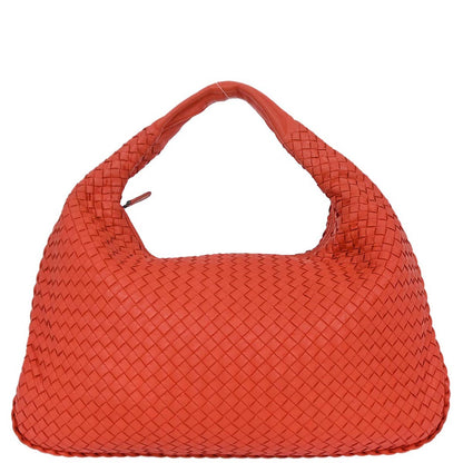 Bottega Veneta Red Lambskin Intrecciato Hobo Bag
