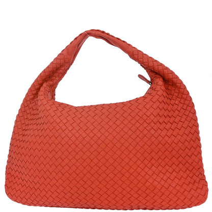 Bottega Veneta Red Lambskin Intrecciato Hobo Bag