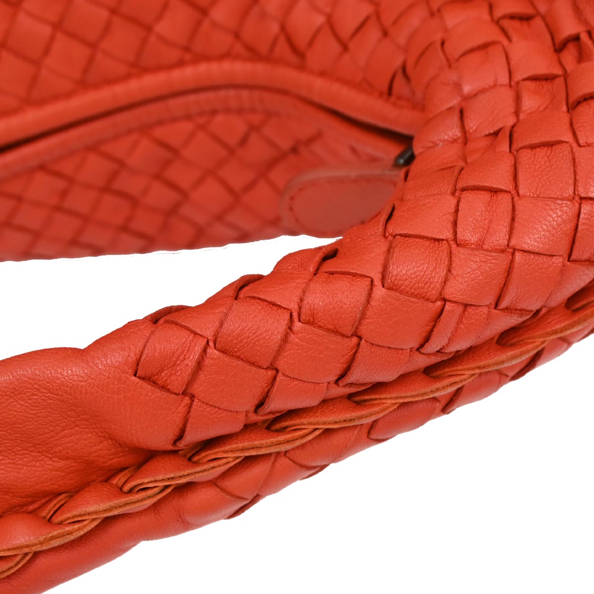 Bottega Veneta Red Lambskin Intrecciato Hobo Bag
