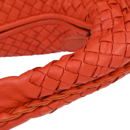 Bottega Veneta Red Lambskin Intrecciato Hobo Bag