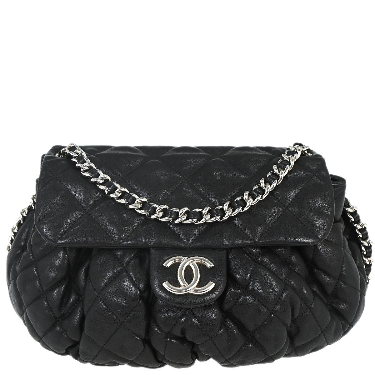 Chanel Black Calfskin Chain Around Shoulder Bag