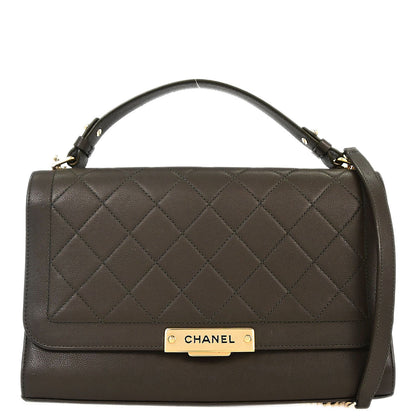 Chanel Brown Calfskin Label Click Flap Bag