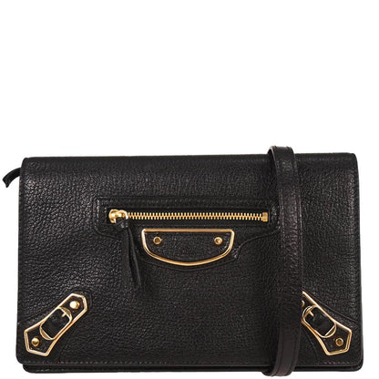 Balenciaga Black Metallic Edge WOC Wallet On Chain