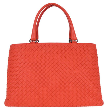 Bottega Veneta Red Lambskin Intrecciato Tote Bag