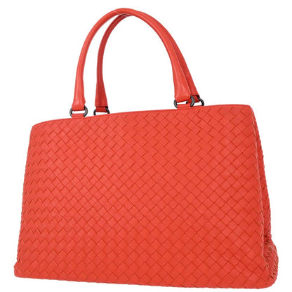 Bottega Veneta Red Lambskin Intrecciato Tote Bag
