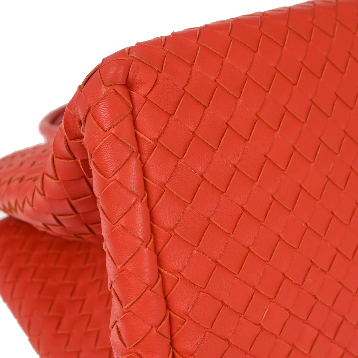 Bottega Veneta Red Lambskin Intrecciato Tote Bag