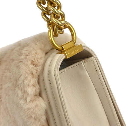 Boy Chanel Light Pink Fur Lambskin Small Chain Shoulder Bag