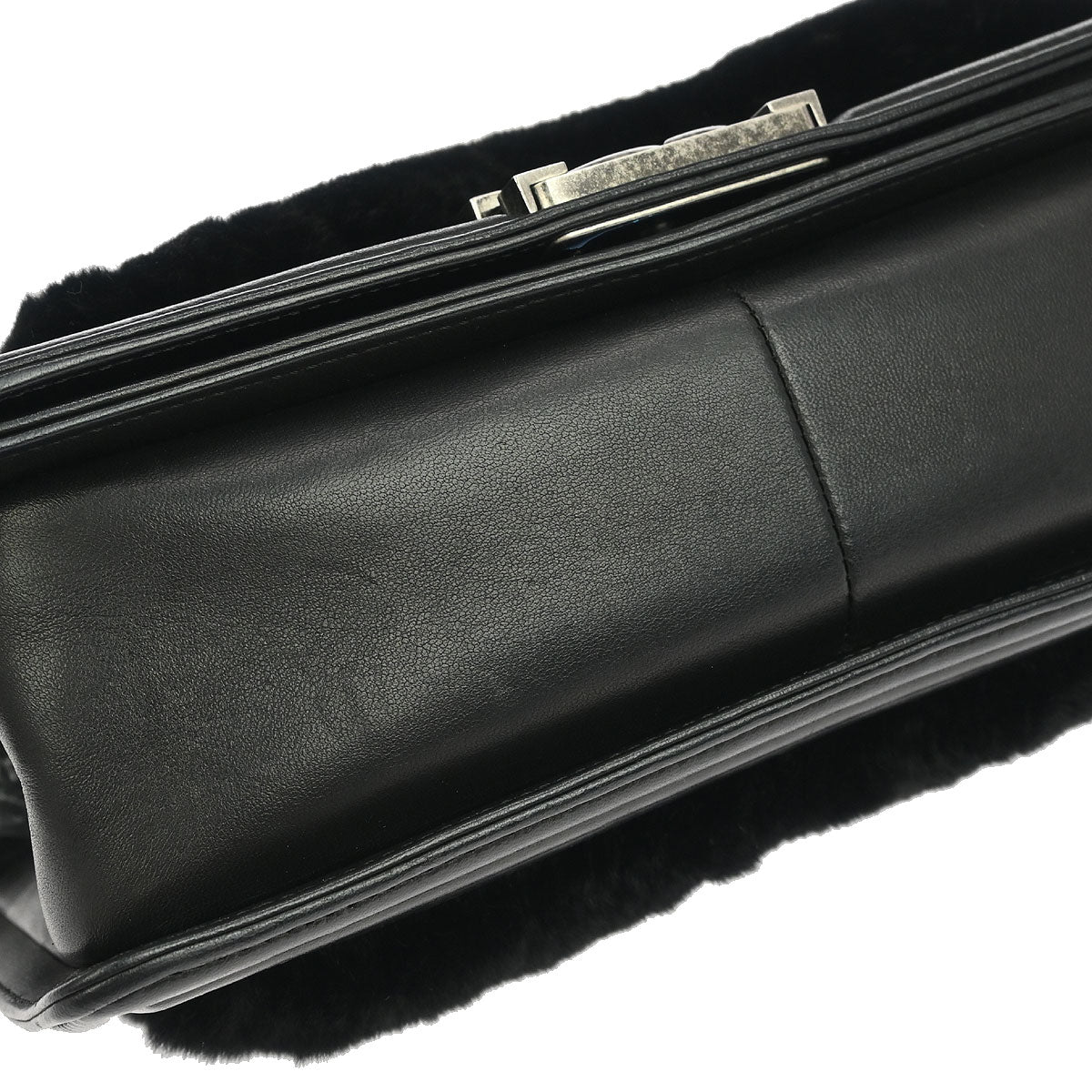 Boy Chanel Black Fur Lambskin Medium Shoulder Bag