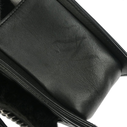 Boy Chanel Black Fur Lambskin Medium Shoulder Bag