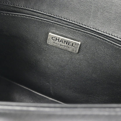 Boy Chanel Black Fur Lambskin Medium Shoulder Bag