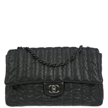 Chanel Black Lambskin Mademoiselle Jumbo Flap Bag