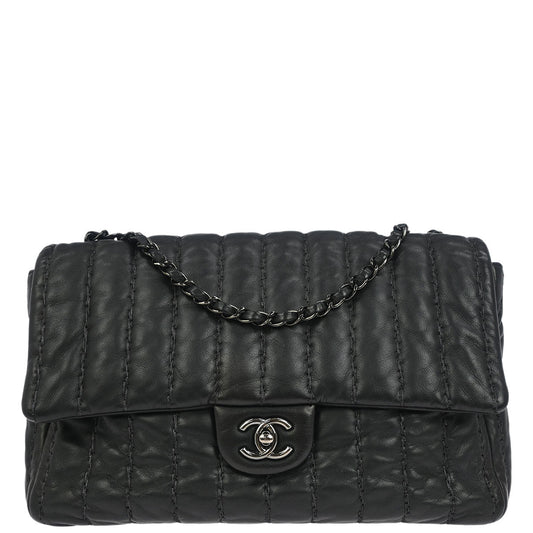 Chanel Black Lambskin Mademoiselle Jumbo Flap Bag