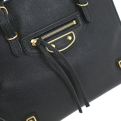 Balenciaga Black Metallic Edge Papier Mini Tote Bag