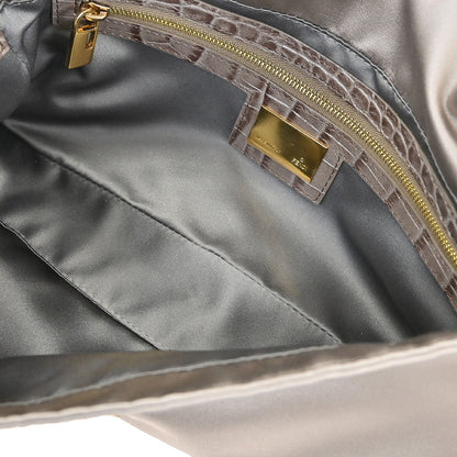 Fendi * Gray Satin Crocodile Baguette Handbag