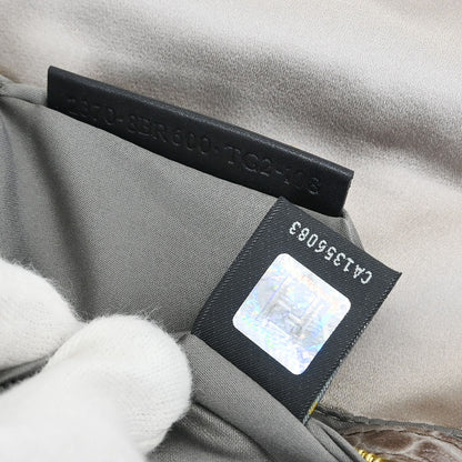 Fendi * Gray Satin Crocodile Baguette Handbag