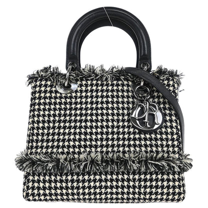 Christian Dior Black White Houndstooth Lady Dior 2way Handbag