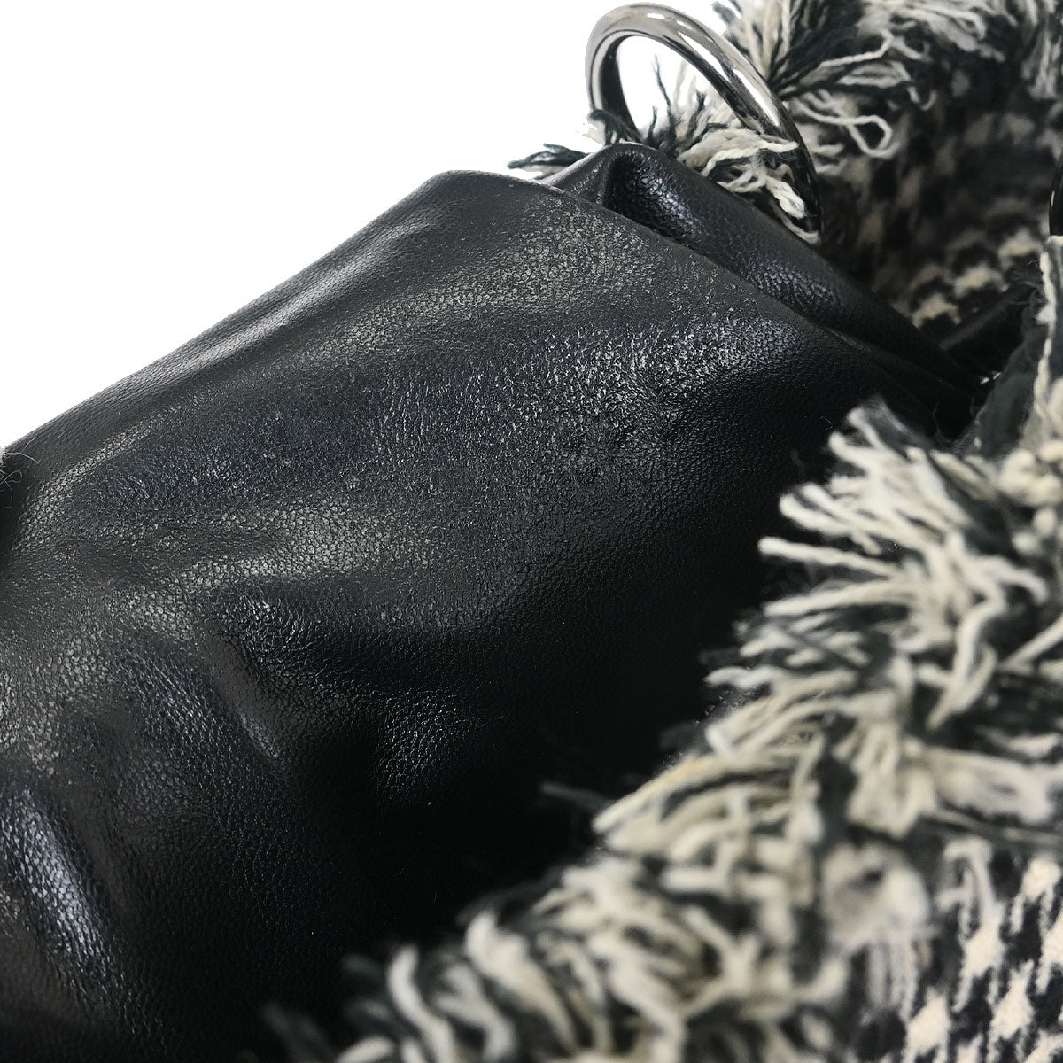 Christian Dior Black White Houndstooth Lady Dior 2way Handbag