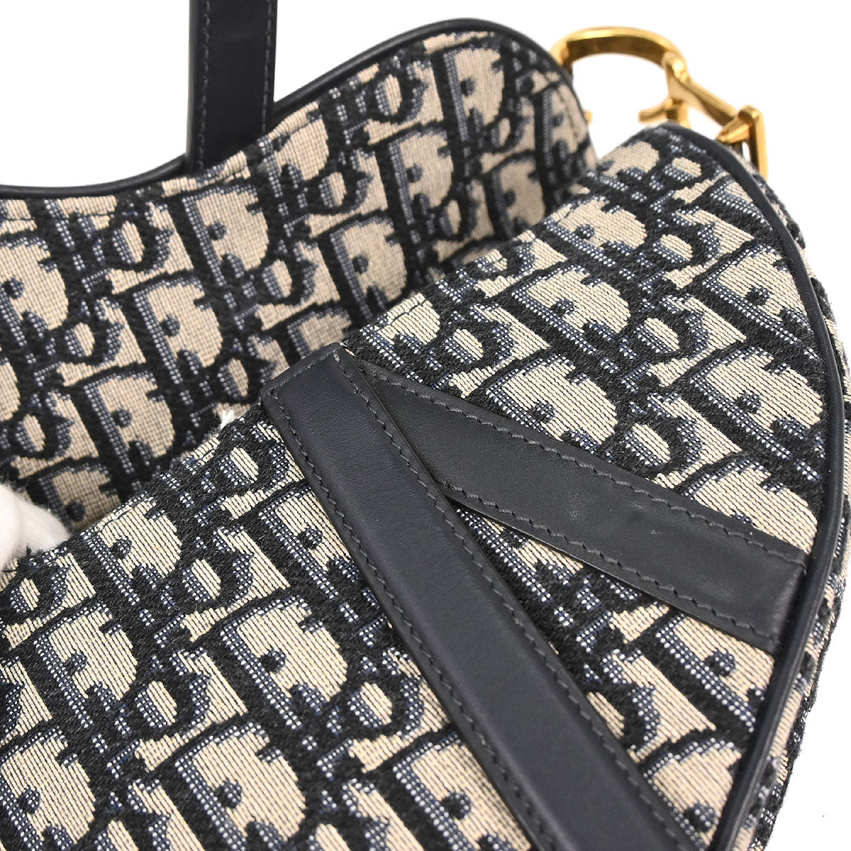 Christian Dior Navy Oblique Trotter Saddle Handbag