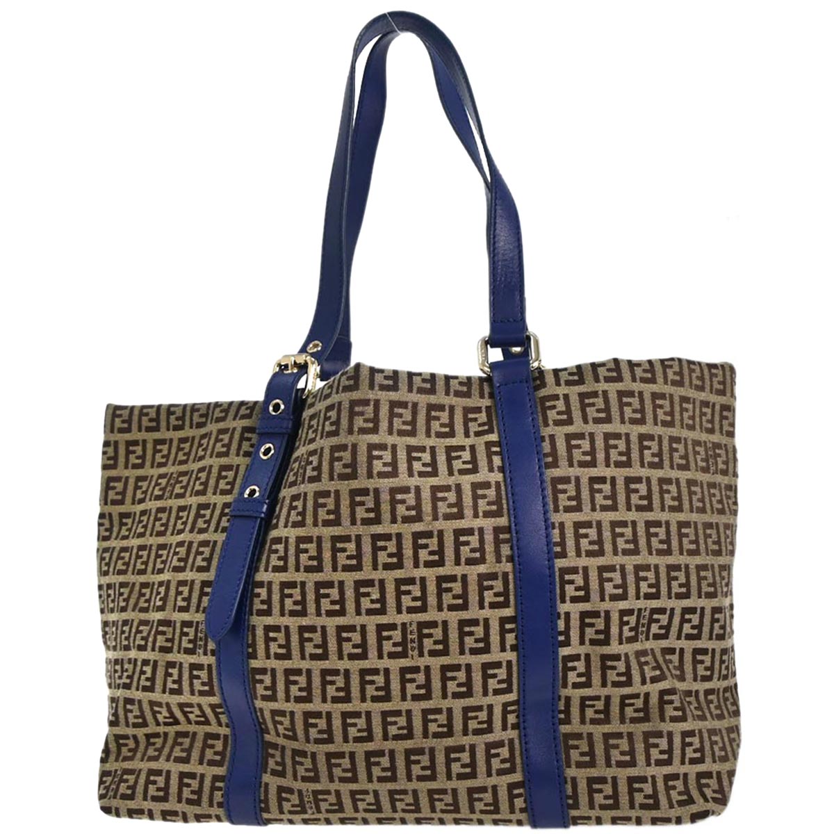 Fendi Beige Blue Zucchino Tote Bag