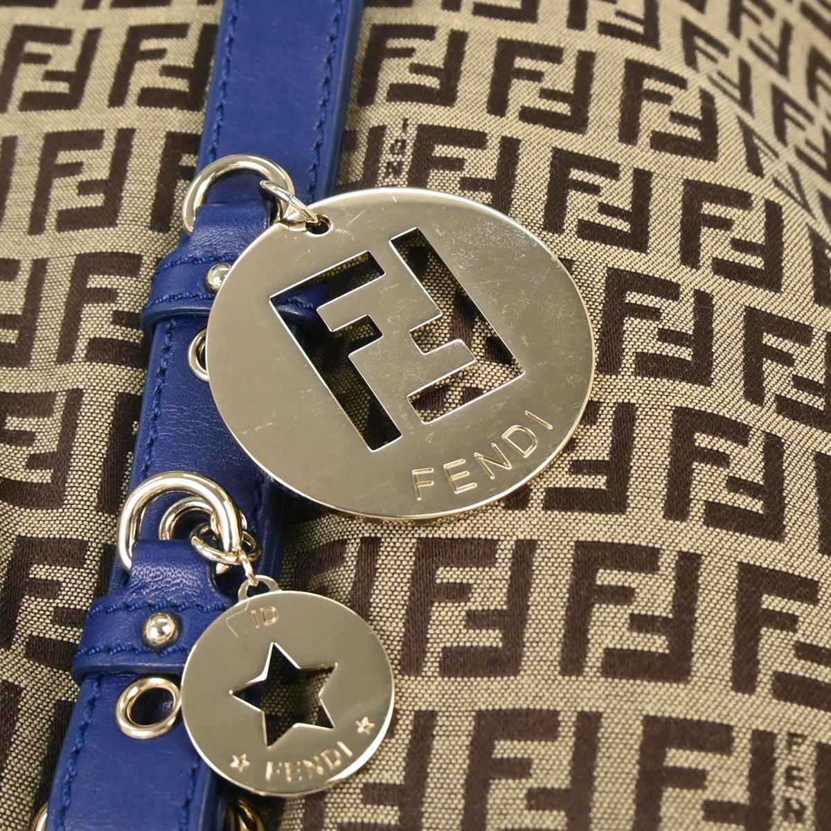 Fendi Beige Blue Zucchino Tote Bag