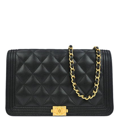 Boy Chanel Black Caviar WOC Small Wallet on Chain Bag