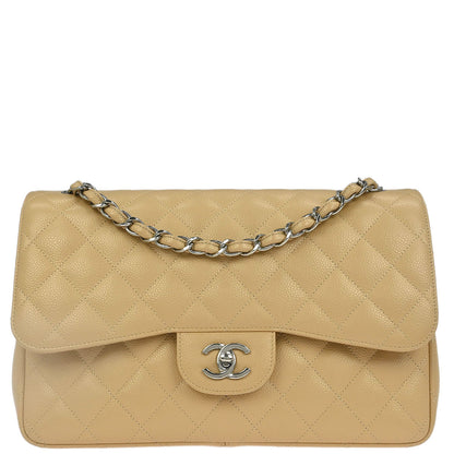 Chanel Beige Caviar Classic Double Flap Shoulder Bag