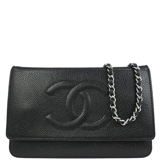 Chanel Black Caviar Timeless WOC Wallet on Chain Bag