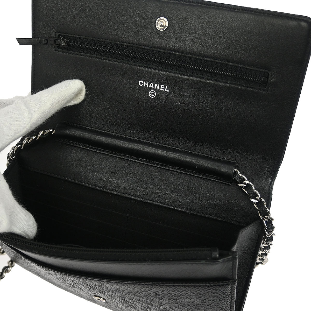 Chanel Black Caviar Timeless WOC Wallet on Chain Bag