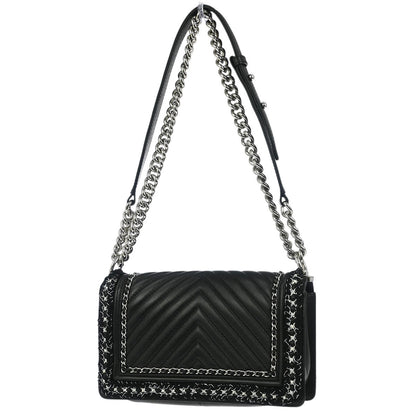 Boy Chanel Black Calfskin Chevron Medium Shoulder Bag