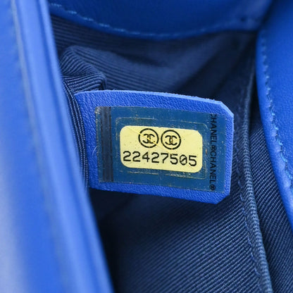 Boy Chanel Blue Lambskin Chevron Small Chain Shoulder Bag
