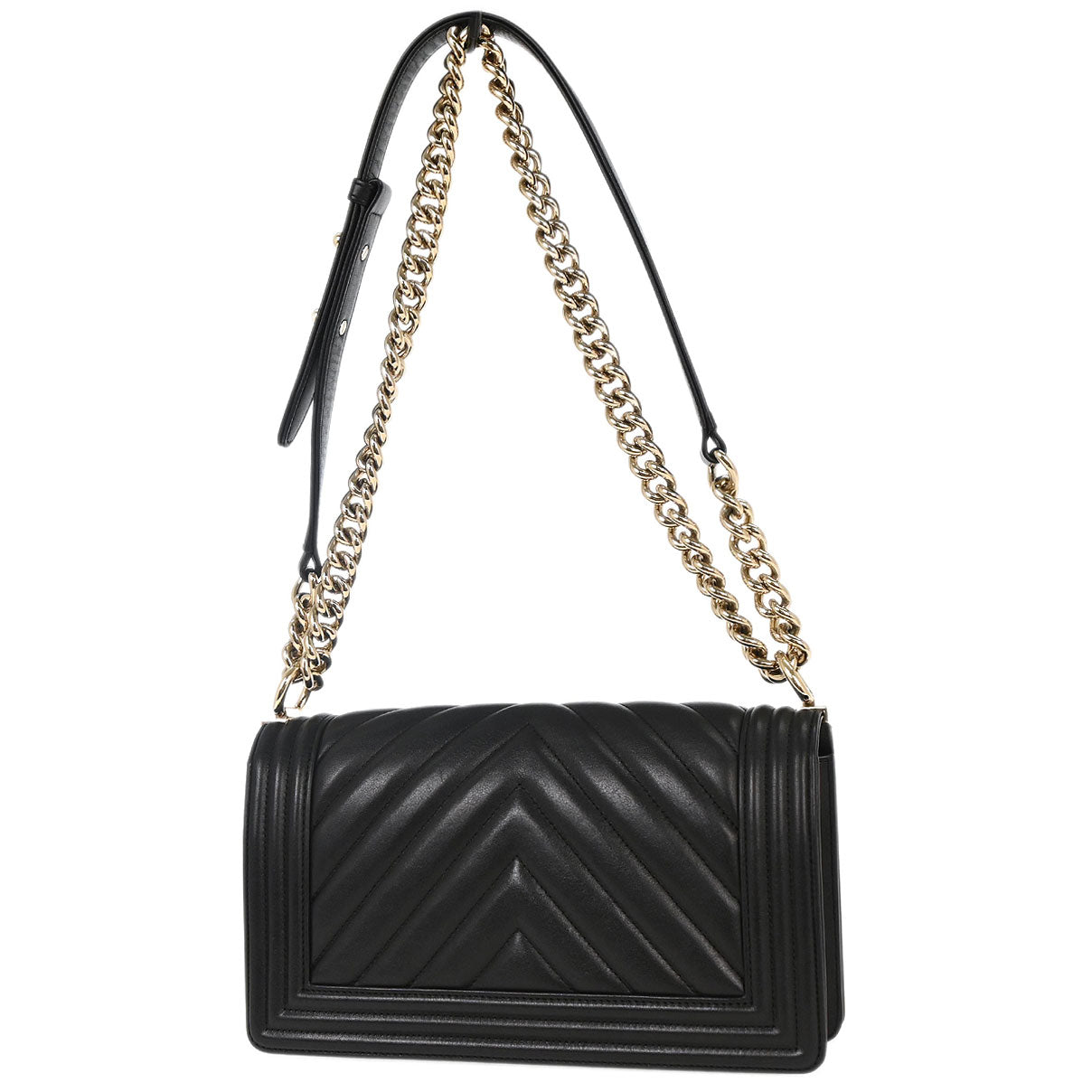 Boy Chanel Black Lambskin Chevron Medium Shoulder Bag