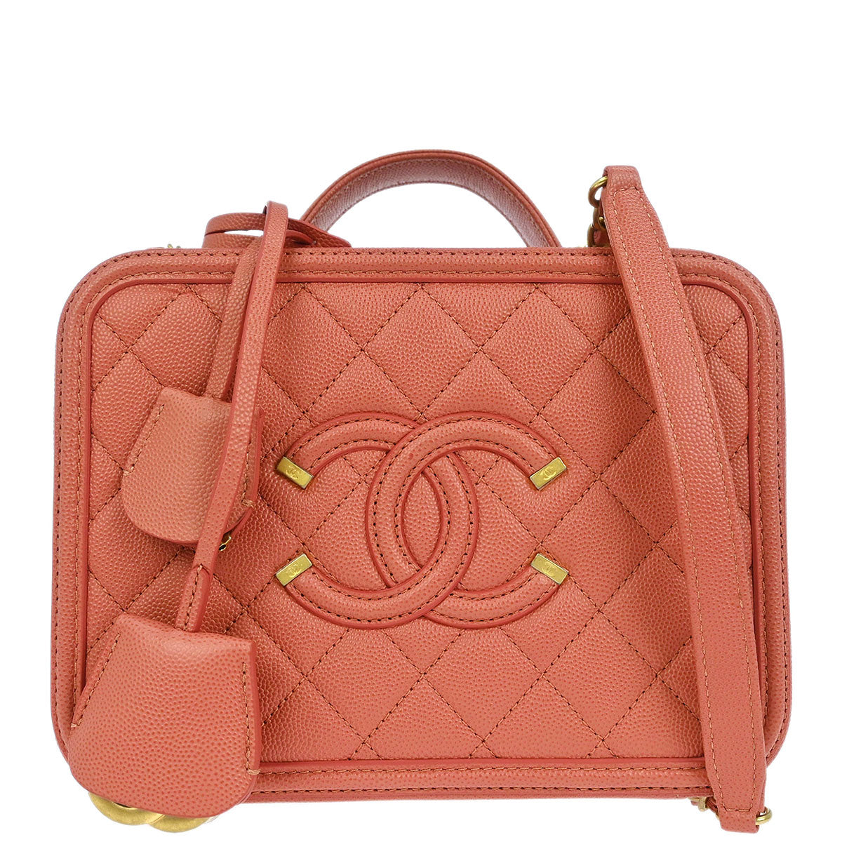 Chanel Pink Caviar CC Filigree 2way Shoulder Vanity Handbag
