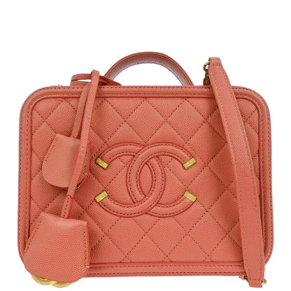 Chanel Pink Caviar CC Filigree 2way Shoulder Vanity Handbag