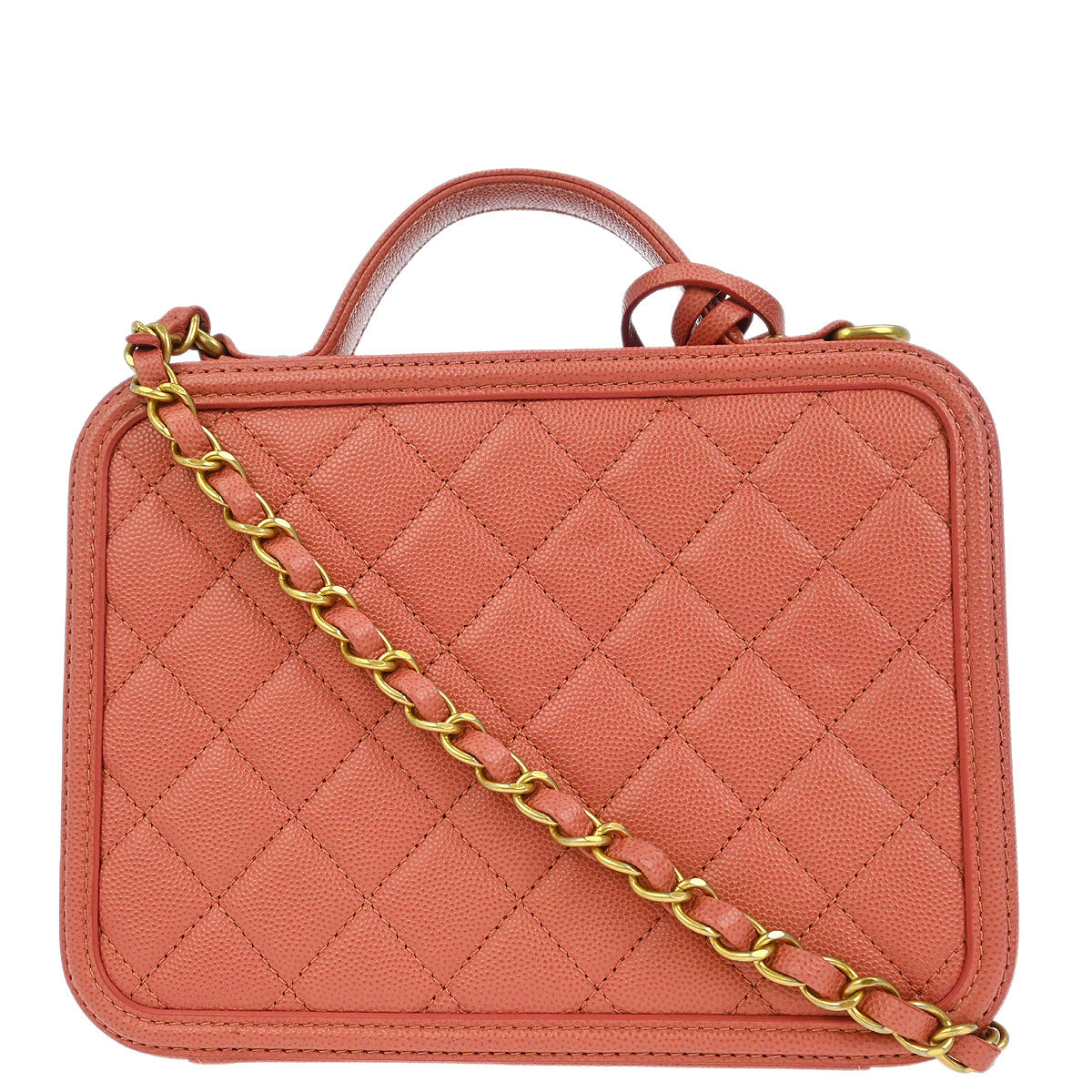 Chanel Pink Caviar CC Filigree 2way Shoulder Vanity Handbag