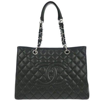Chanel Black Caviar Grand Shopping Tote GST Chain Handbag