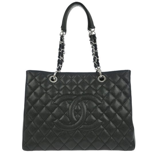 Chanel Black Caviar Grand Shopping Tote GST Chain Handbag