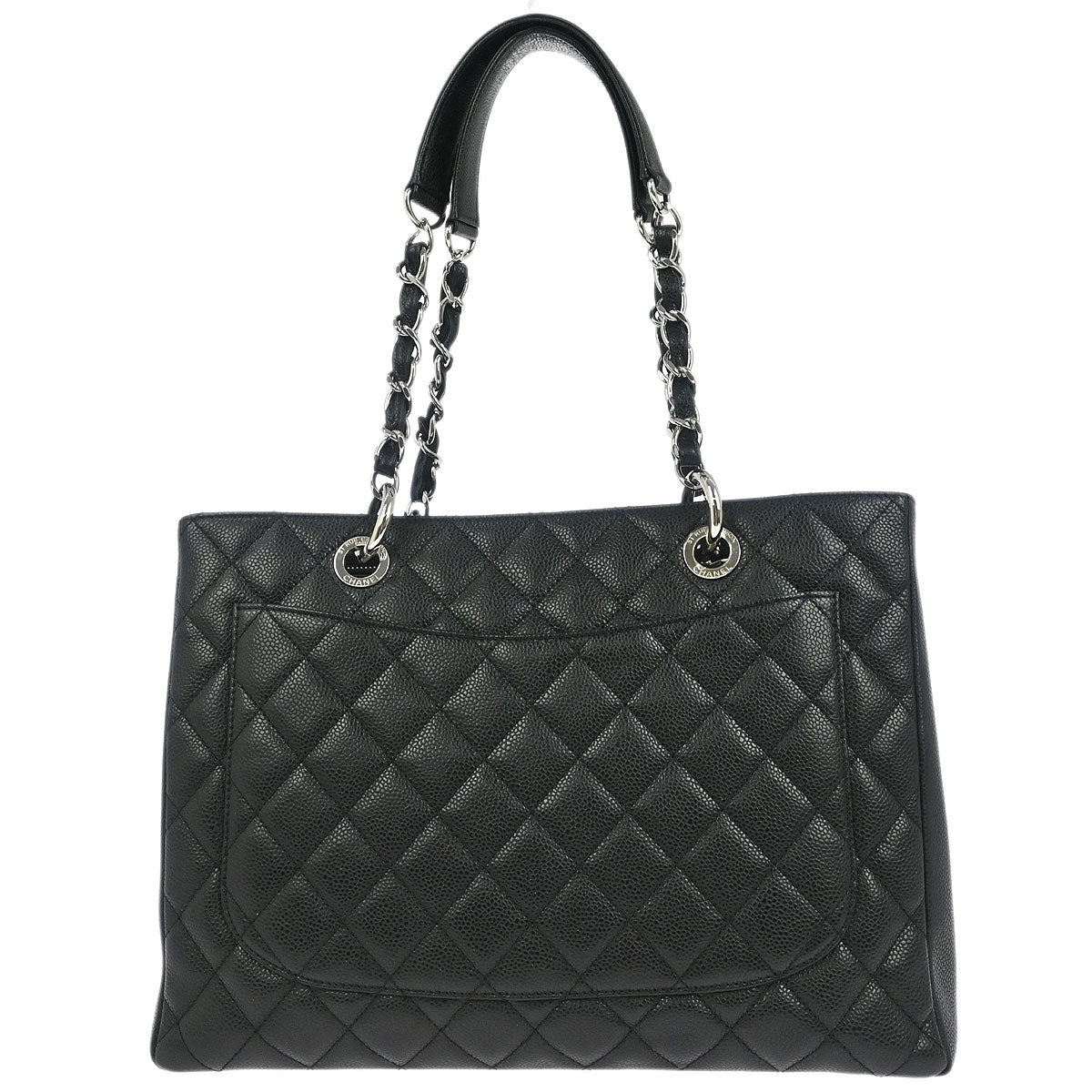 Chanel Black Caviar Grand Shopping Tote GST Chain Handbag