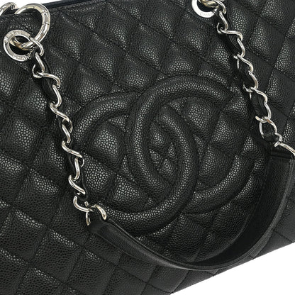 Chanel Black Caviar Grand Shopping Tote GST Chain Handbag