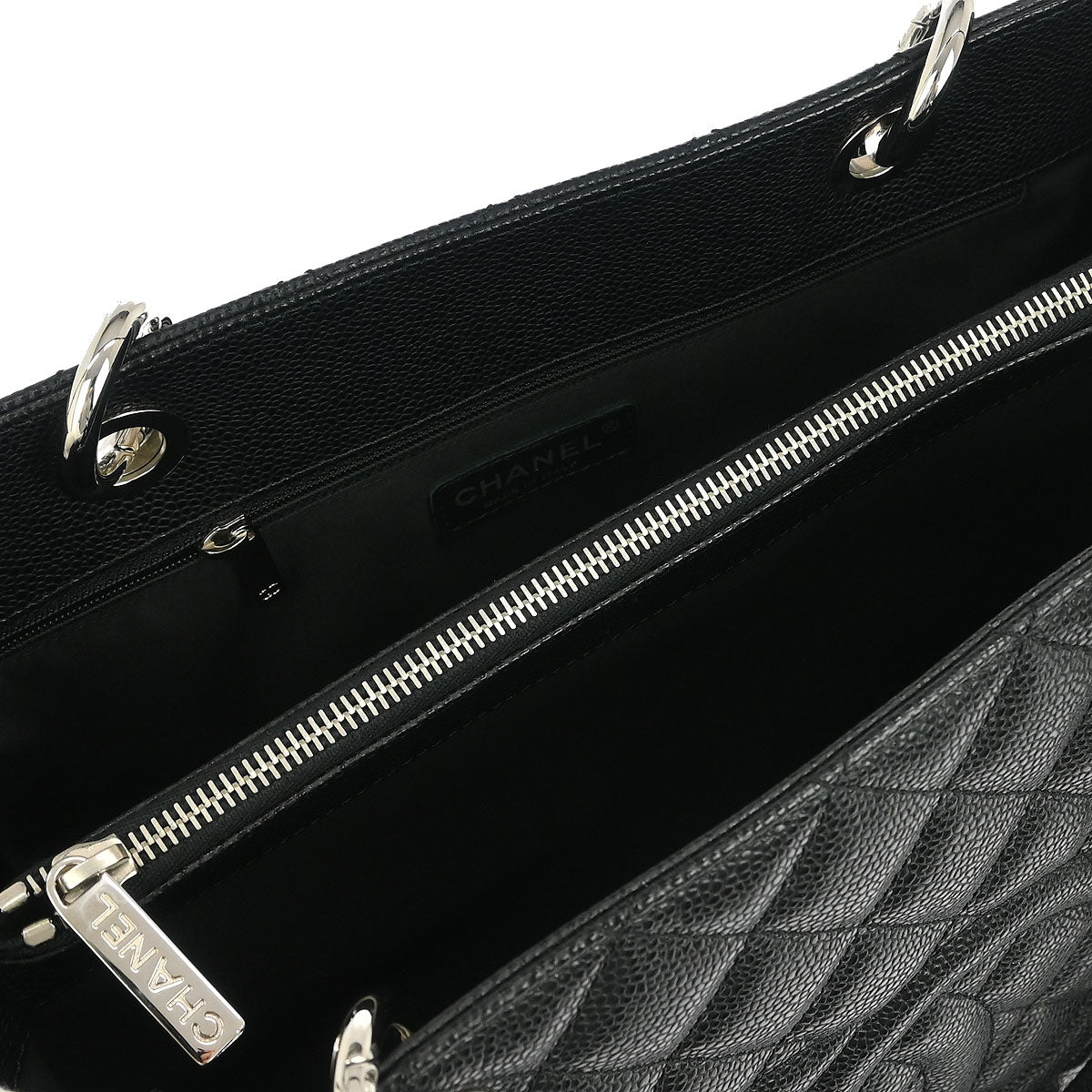 Chanel Black Caviar Grand Shopping Tote GST Chain Handbag
