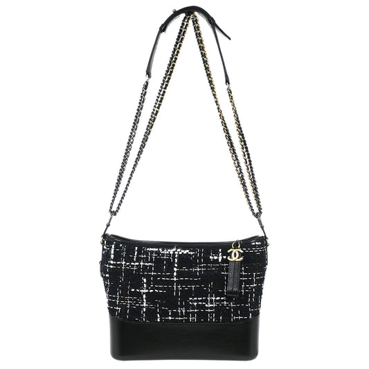 Chanel Black Tweed Calfskin Large Gabrielle Shoulder Bag