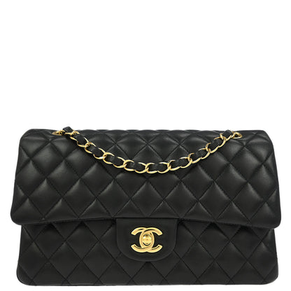 Chanel Black Lambskin Medium Classic Double Flap Shoulder Bag