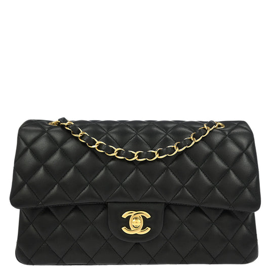 Chanel Black Lambskin Medium Classic Double Flap Shoulder Bag