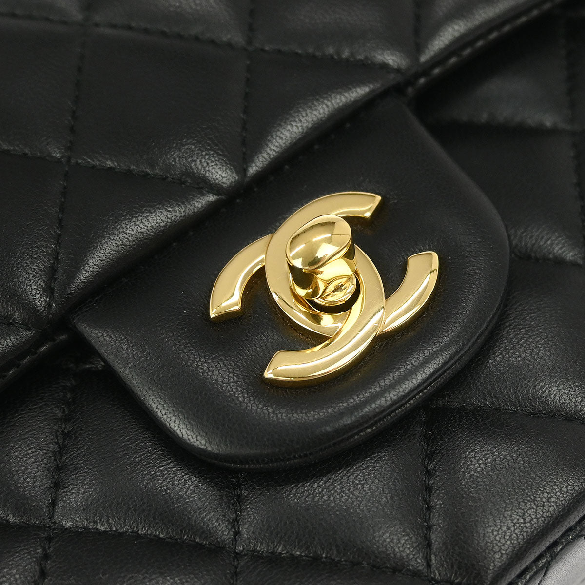 Chanel Black Lambskin Medium Classic Double Flap Shoulder Bag
