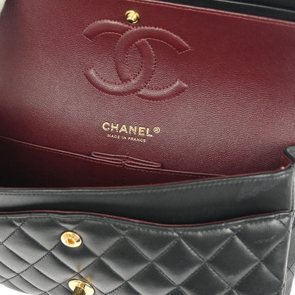 Chanel Black Lambskin Medium Classic Double Flap Shoulder Bag