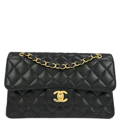 Chanel Black Caviar Small Classic Double Flap Shoulder Bag